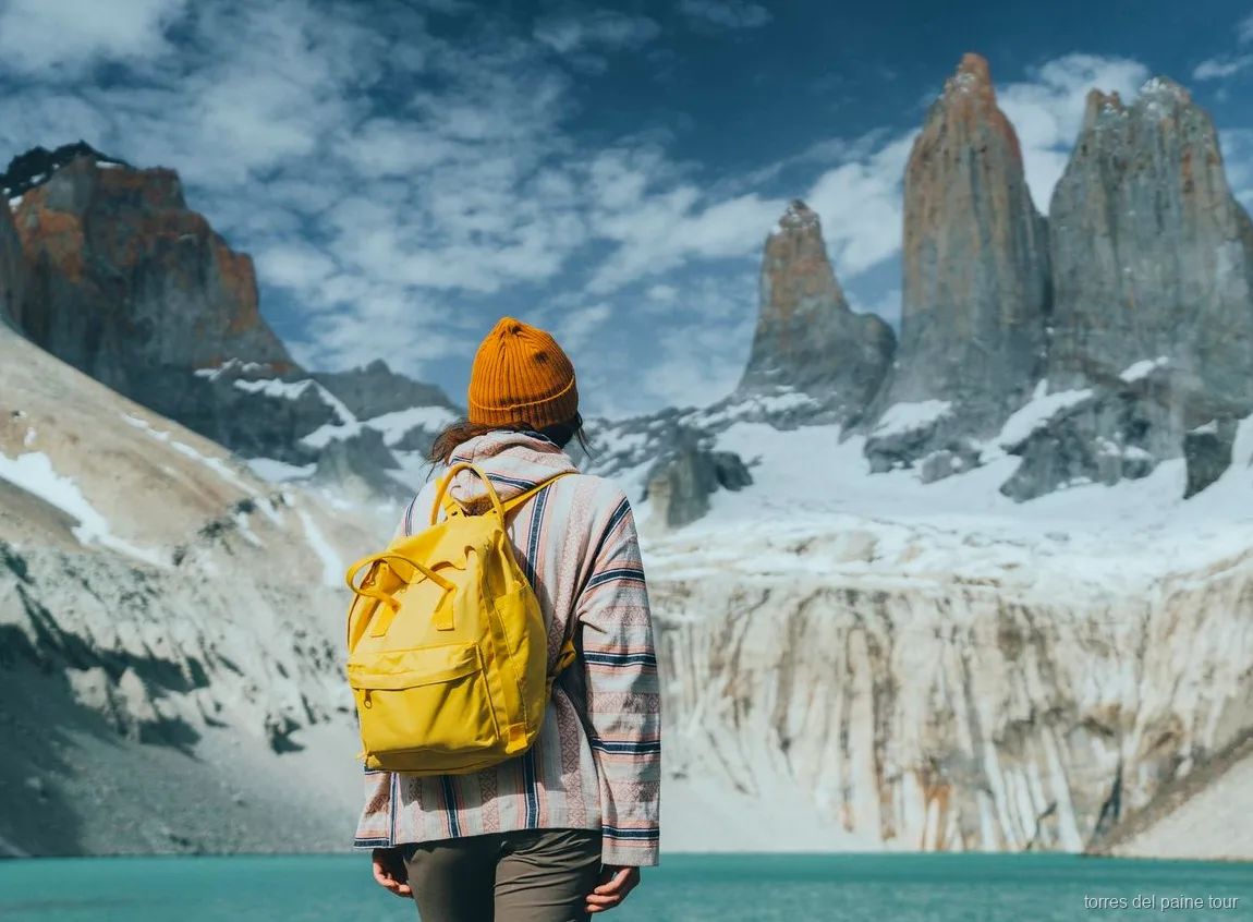 Hikers climbing the boulder field toward the Base of the Towers in Torres del Paine