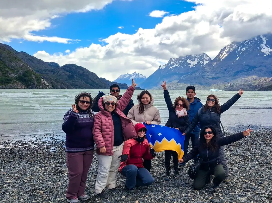 Panoramic view of Torres del Paine on the Punta Arenas full-day tour with Milodon Cave