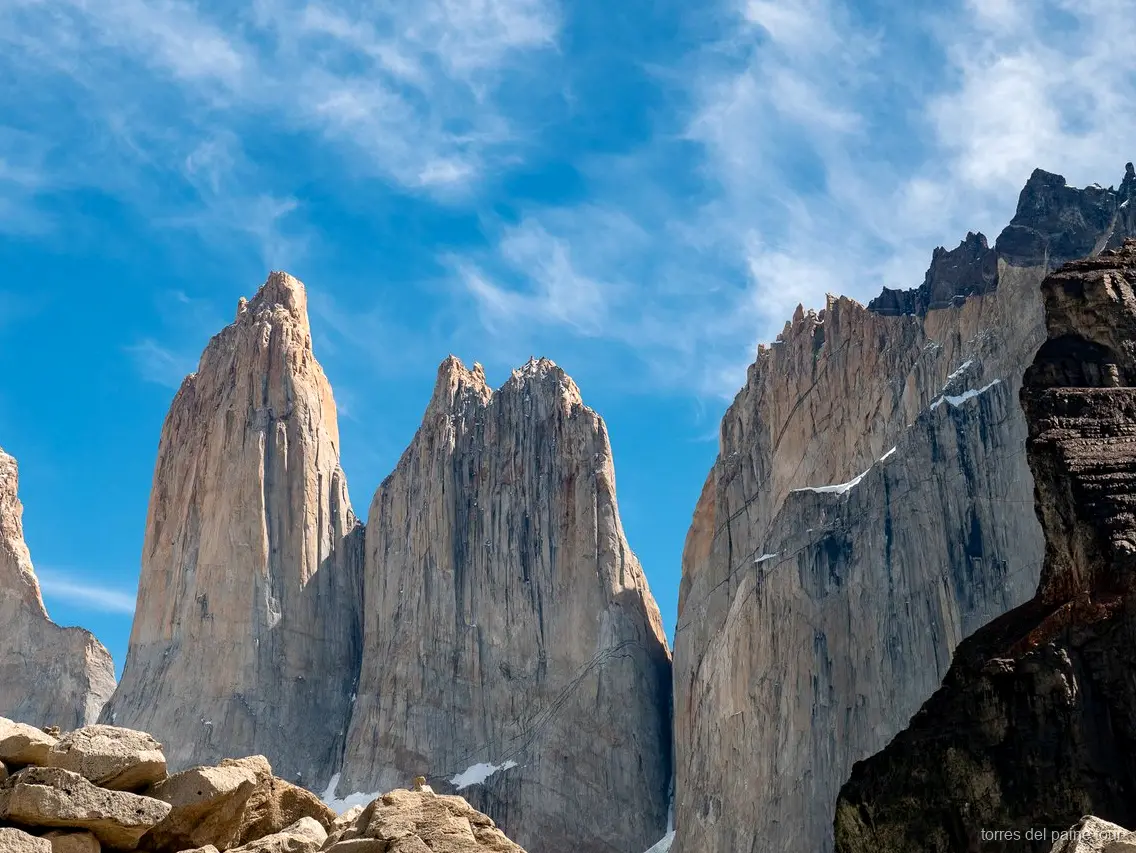 Trekkers on the W Trek Express approaching the Paine Towers in Torres del Paine